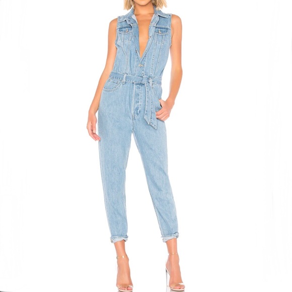 Levi's Pants - Levi’s Women’s Cropped Taper Denim Jumpsuit Sleeveless Light Wash Size Small